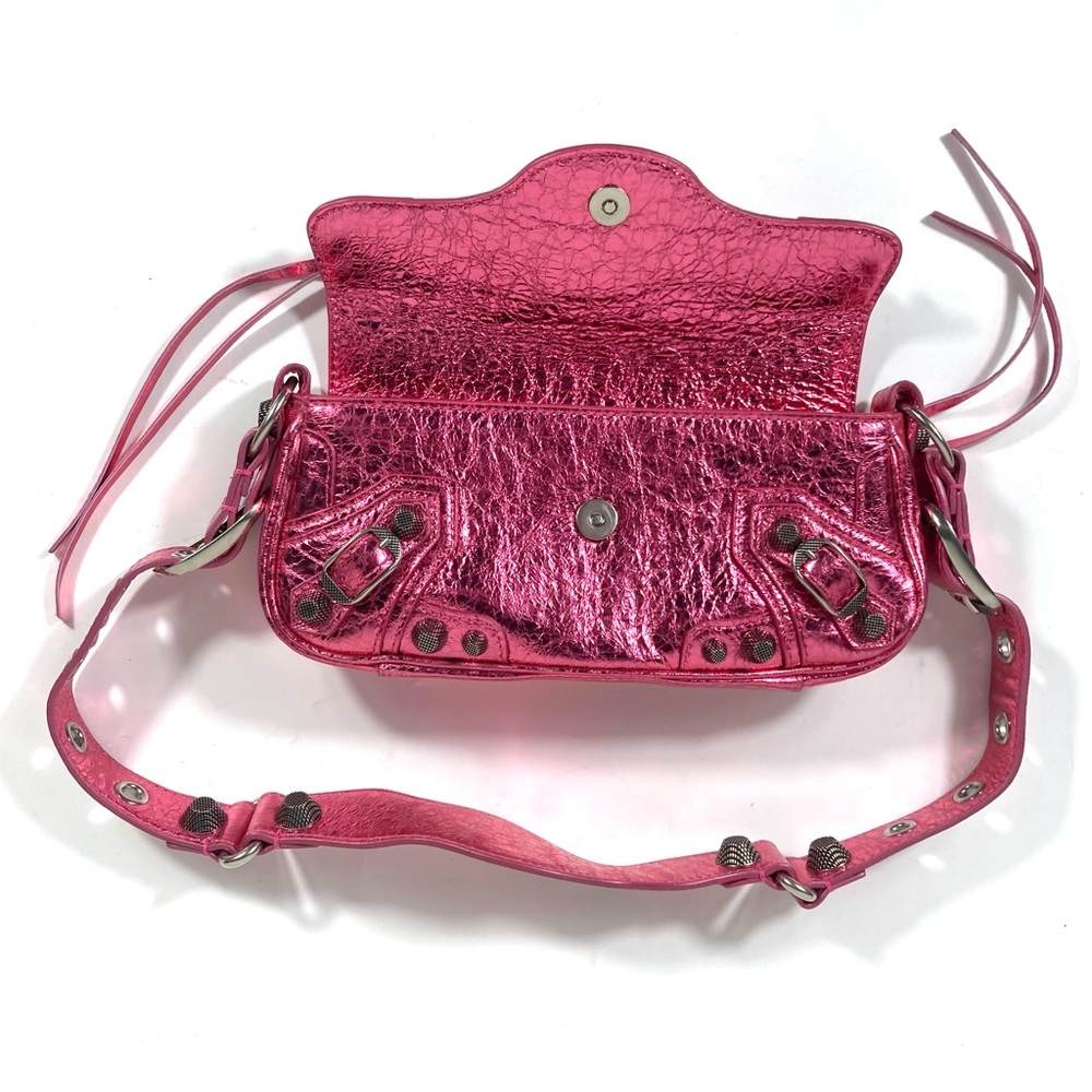 Balenciaga XSmall Le Cagole Metallic Leather Shoulder Bag Pink NEW Lambskin - Picture 13 of 17